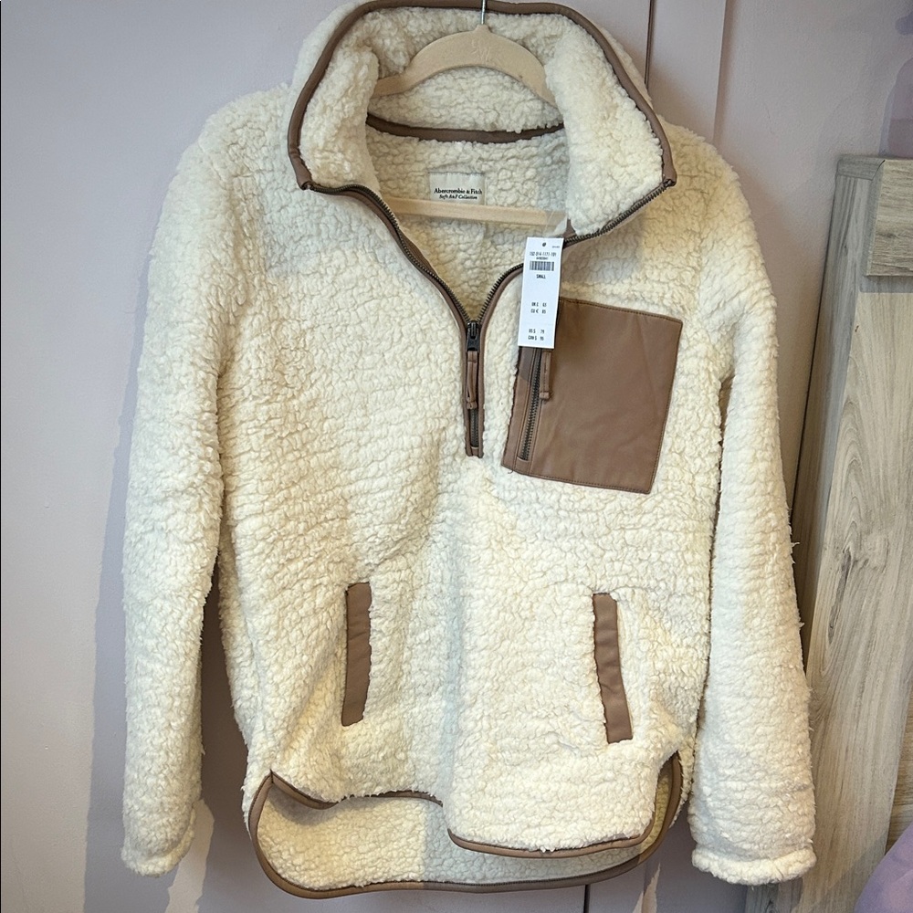 Abercrombie & Fitch Cream Sherpa Jacket